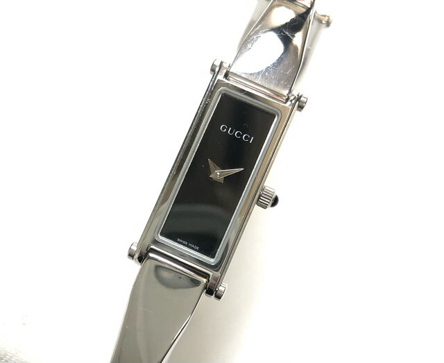 グッチ 時計 レディース バングルウォッチ 1500L 腕時計 Sサイズ SS 黒文字盤 ブラック文字盤 ブレスレットウォッチ ＧＵＣＣＩ レディ